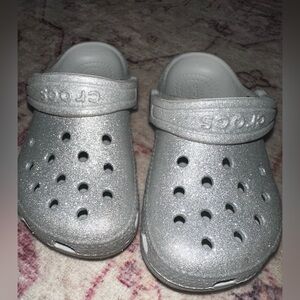 Crocs Kids Silver Glitter Clogs